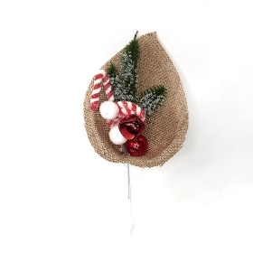 Candy Cane in Hessian 19cm