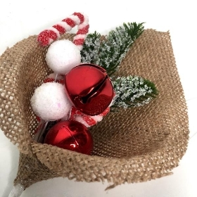 Candy Cane in Hessian 19cm