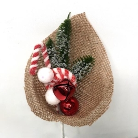 Candy Cane in Hessian 19cm