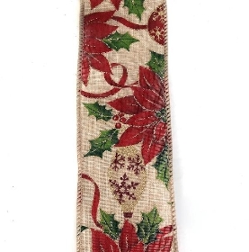 Glitter Poinsettia Ribbon 63mm