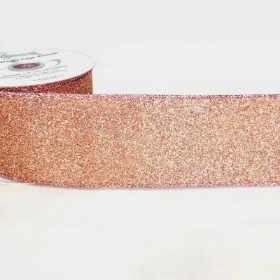 Rose Gold Sparkle Ribbon 63mm