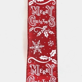 Red Merry Christmas Ribbon 63mm