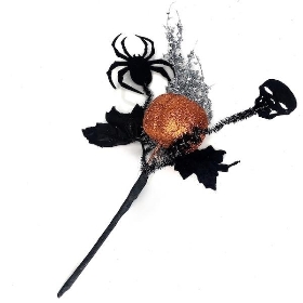 Spider & Pumpkin Glitter Pick 33cm