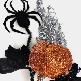 Spider & Pumpkin Glitter Pick 33cm