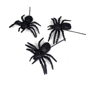 6 x Glittered Spiders 14cm