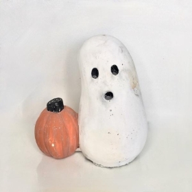 Ghost & Pumpkin Decoration 12cm