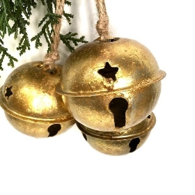 3 x Gold Hanging Bells 39cm