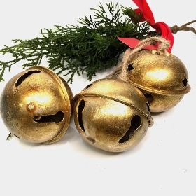 3 x Gold Hanging Bells 39cm