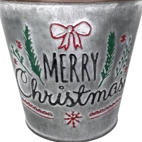 Merry Christmas Zinc Bucket 12cm