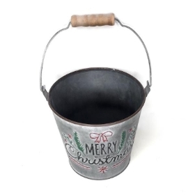 Merry Christmas Zinc Bucket 12cm