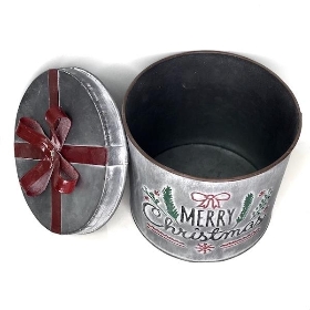 Merry Christmas Zinc Planter 13cm