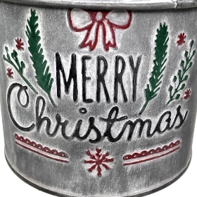 Merry Christmas Zinc Planter 13cm