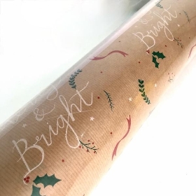 Merry & Bright Kraft Paper 100m