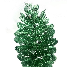 Green Glitter Pinecone Stem 45cm