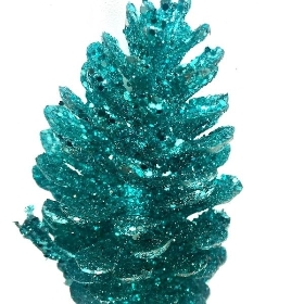 Turquoise Glitter Pinecone Stem 45cm