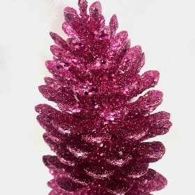 Pink Glitter Pinecone Stem 45cm