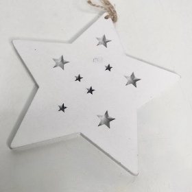 3 x White Christmas Star Hangers