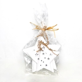 3 x White Christmas Star Hangers