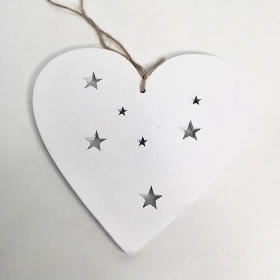 3 x White Christmas Heart Hangers