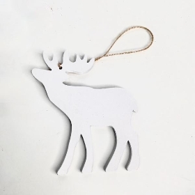 3 x White Christmas Reindeer Hangers