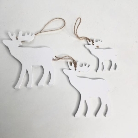 3 x White Christmas Reindeer Hangers