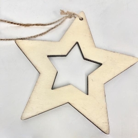 3 x Natural Christmas Star Hangers