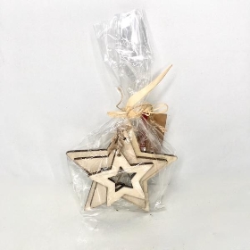 3 x Natural Christmas Star Hangers