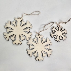 3 x Natural Christmas Snowflake Hangers