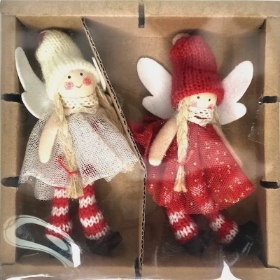 2 x Hanging Xmas Angel 13cm