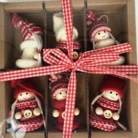 6 x Hanging Xmas Dolls 7cm