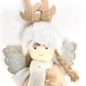 Cream Hanging Xmas Angel 17cm