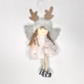 White Hanging Xmas Angel 17cm