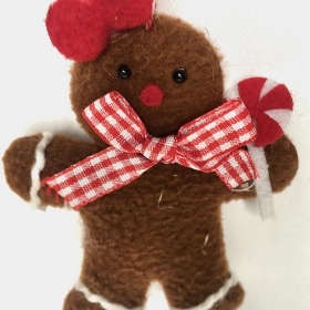 Hanging Gingerbread Figures Bow 10cm