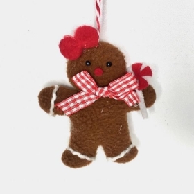 Hanging Gingerbread Figures Bow 10cm