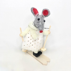 White Fabric Mouse on Ski's 16cm