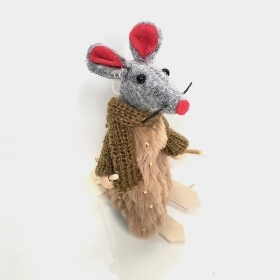 Brown Fabric Mouse on Ski's 16cm