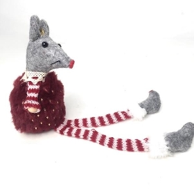 Burgundy Mouse Dangly Legs 28cm