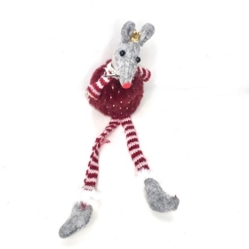 Burgundy Mouse Dangly Legs 28cm