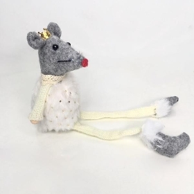 White Mouse Dangly Legs 28cm