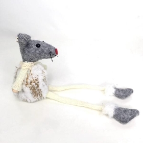 White Gold Mouse Dangly Legs 28cm