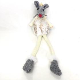 White Gold Mouse Dangly Legs 28cm