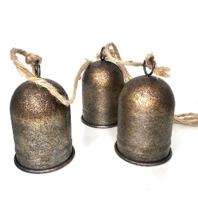 3 x Hanging Gold Bells 66cm