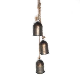 3 x Hanging Gold Bells 66cm