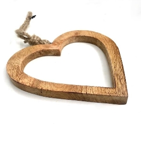 Hanging Wooden Open Heart 15cm