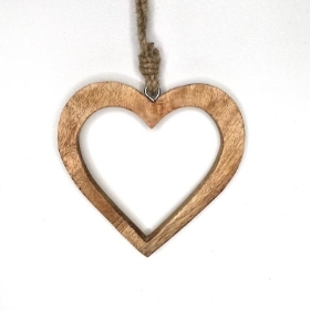 Hanging Wooden Open Heart 15cm