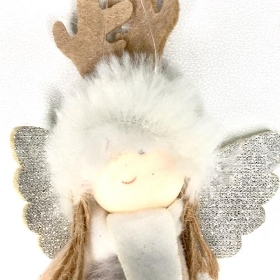 Grey Hanging Xmas Angel 17cm