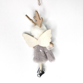 Grey Hanging Xmas Angel 17cm