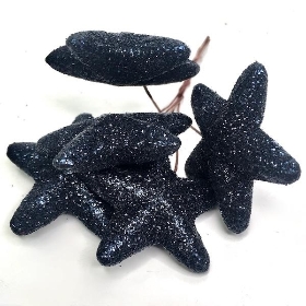 Navy Glitter Stars 10cm