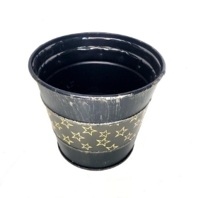 Navy Metal Twinkle Pot 12.5cm