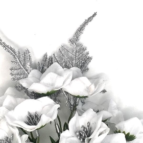 White Silver Christmas Rose & Fern Bush 25cm